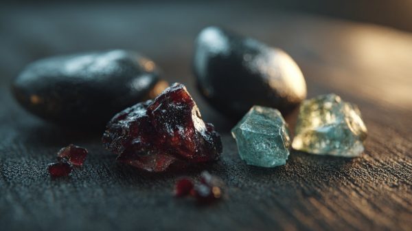Una colección de piedras naturales de Escorpio.