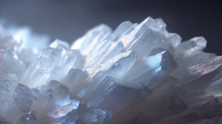 Translucent selenite crystal emitting a soft glow.