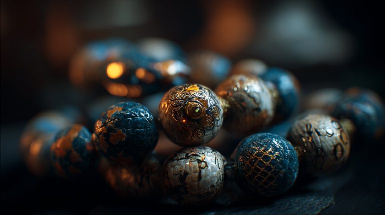 Intricately designed snake beads with subtle glow.