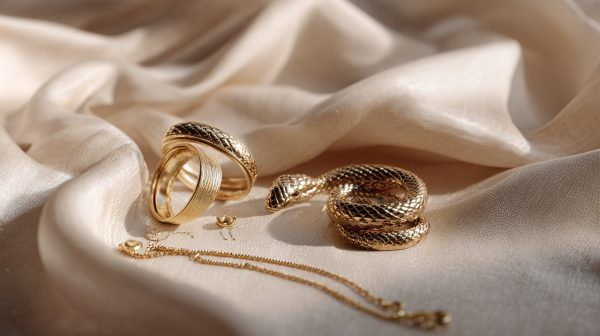 Un elegante collar de serpiente que simboliza el renacimiento.