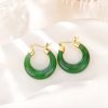 أقراط من حجر الهيتيان السماوي الفيروزي الفضي الإسترليني مع تعليقة للحظ Sterling Silver Hetian Cyan Jade Luck Drop Earrings