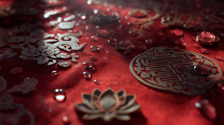 A collection of Chinese love symbols in a harmonious composition