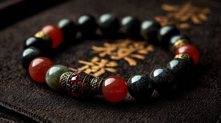 A protective Tai Sui bracelet featuring various symbolic beads.