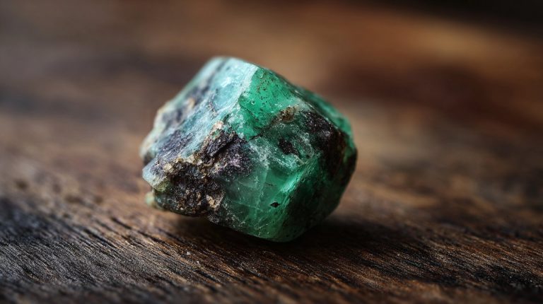 A natural emerald stone, symbolizing abundance.