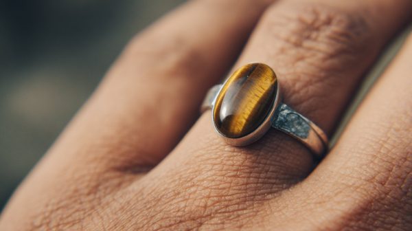 Un impactante anillo Ojo de Tigre en una mano