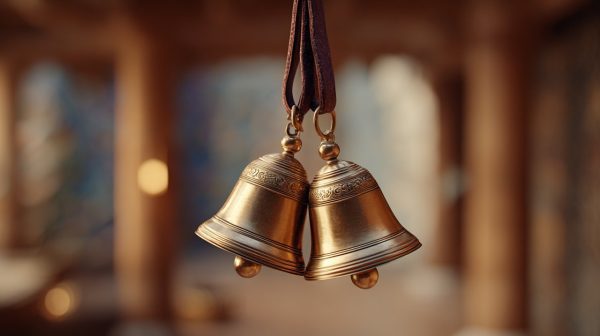 A pair of tingsha bells creating a resonant sound
