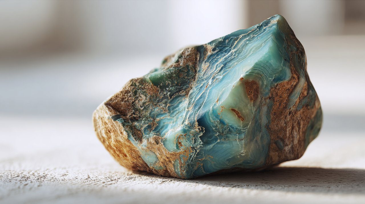 A small, naturally shaped Turquoise Agate stone