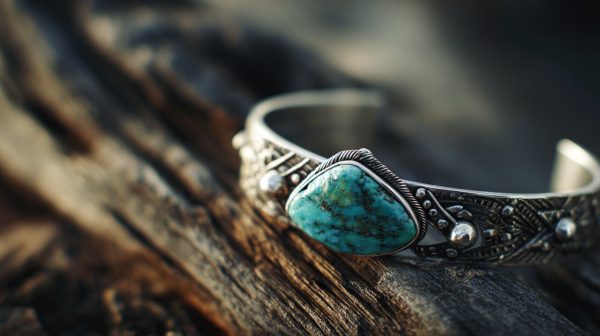 Pulsera de turquesa artesanal con significado cultural.