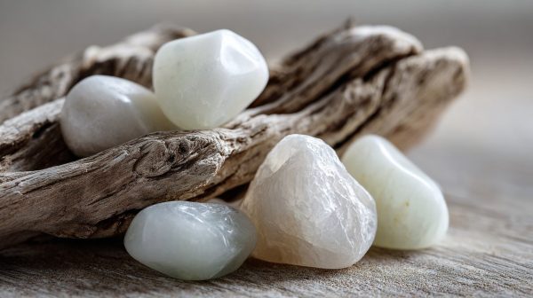 Piedras de jadeíta blanca pulidas y lisas