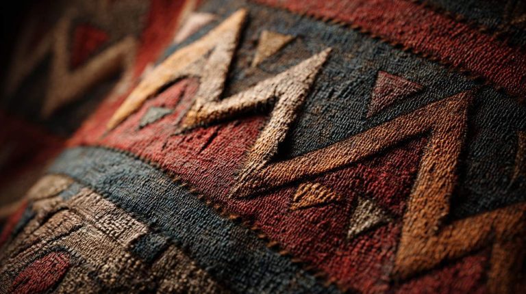 Geometric wolf tooth pattern on ancient fabric