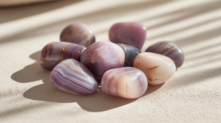 A collection of smooth Yanyuan Agate tumbled stones