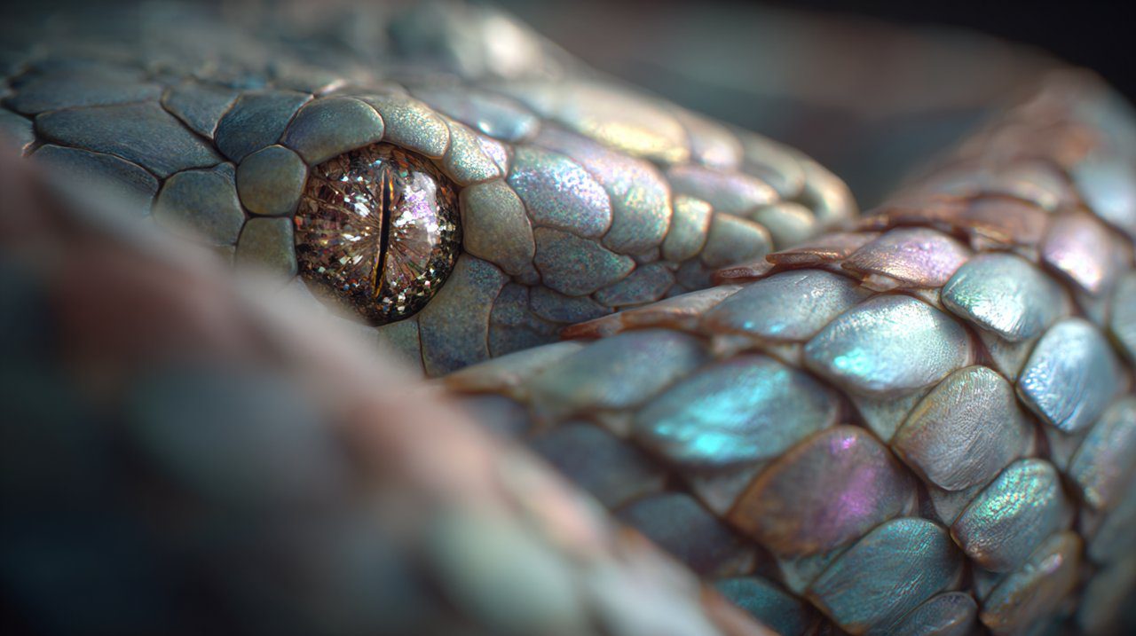 Close-up of a snake shedding its skin for renewal.