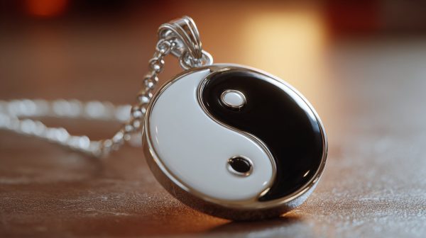Collar Yin Yang que representa el equilibrio de la amistad.