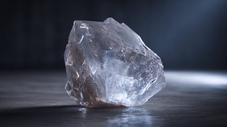 A raw, uncut crystal shimmering with natural light, symbolizing balance and potential.
