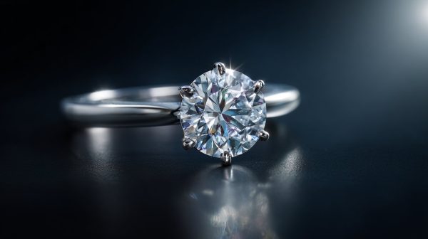 Un brillante anillo de diamante, la piedra natal tradicional de Aries.