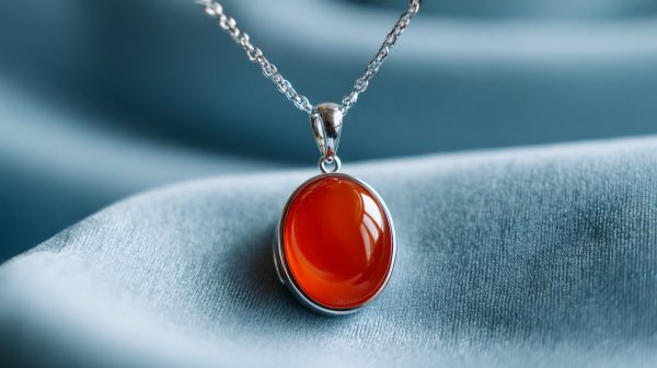 Un collar con colgante de cornalina ardiente.
