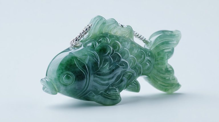 A detailed Koi Fish pendant, symbolizing perseverance.