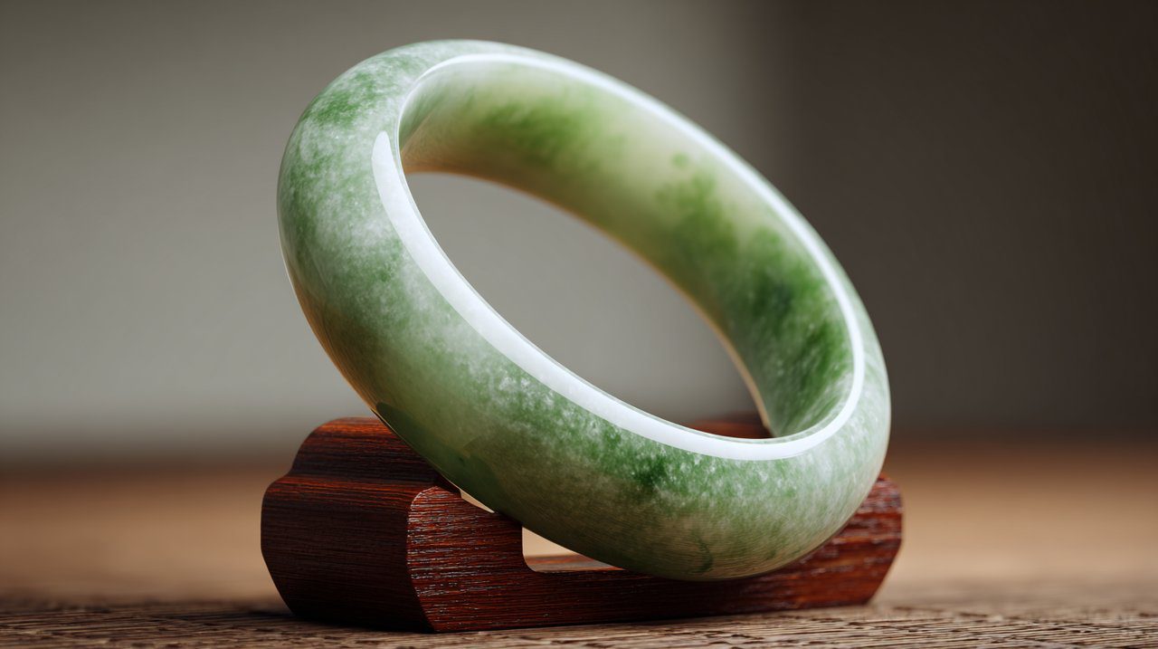 Una pulsera tradicional china de jade, que simboliza la sabiduría cultural.
