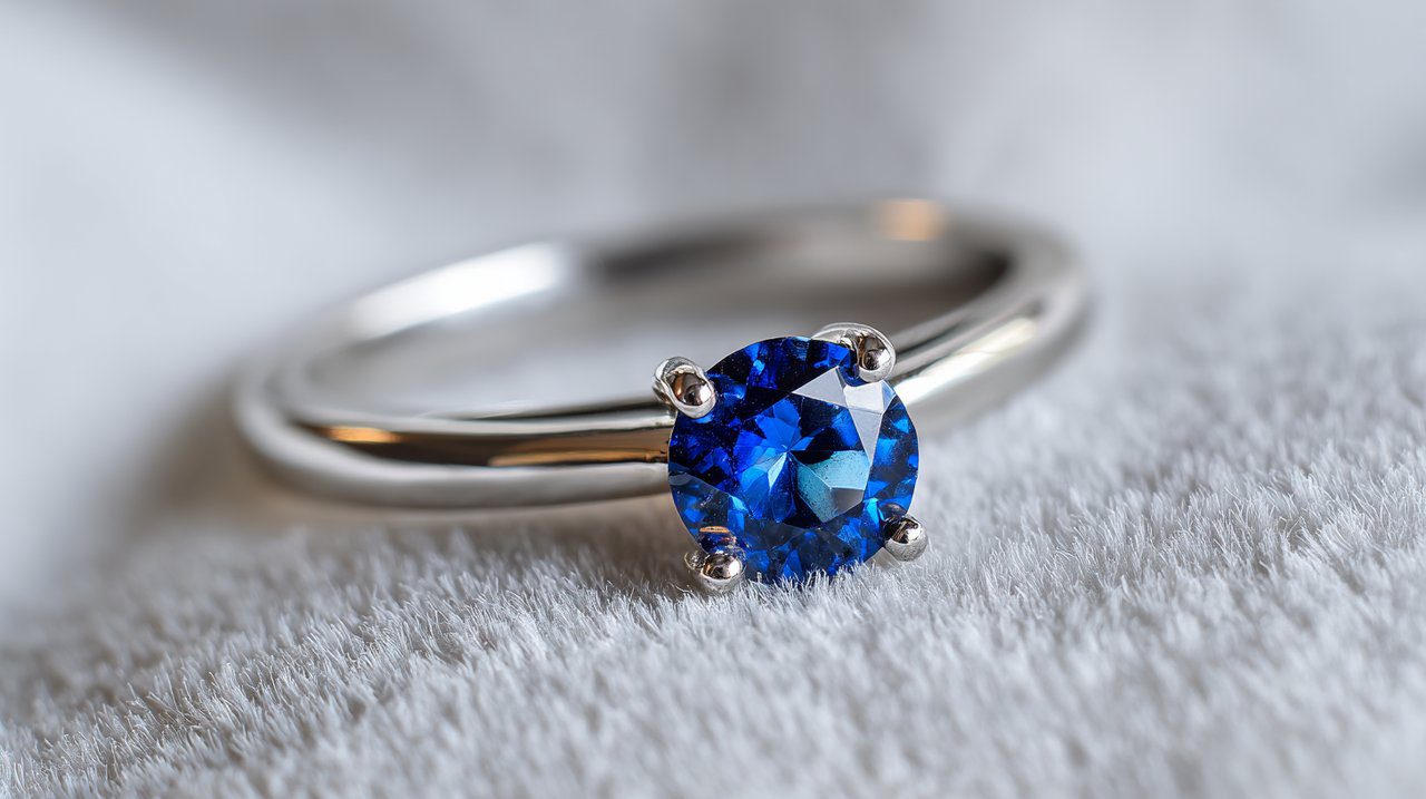 Un elegante anillo con piedra natal y una gema brillante.