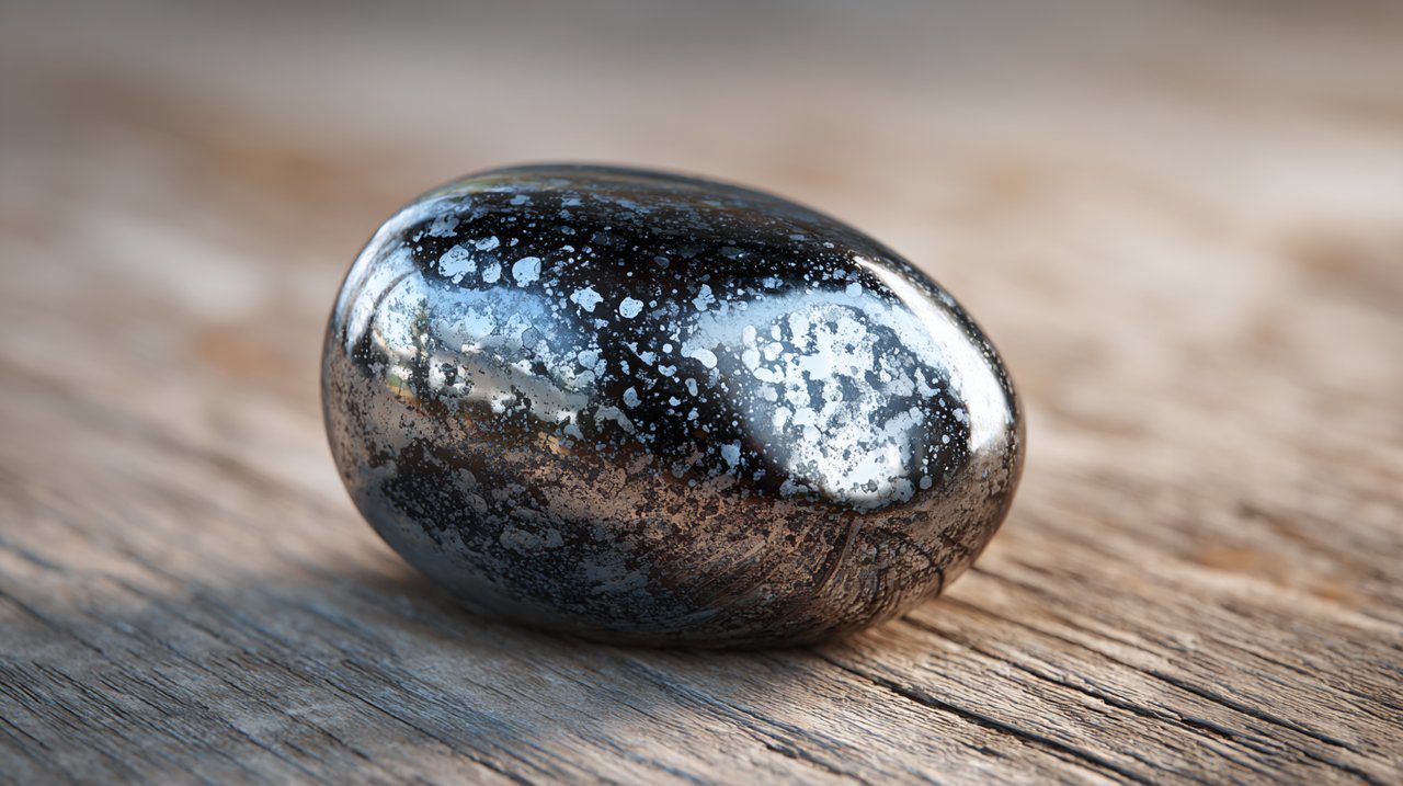 Smooth black obsidian pocket stone or pendant.