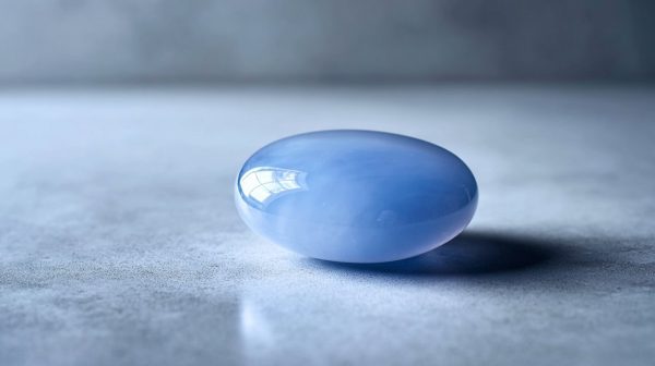 Una piedra de preocupación de calcedonia azul lisa y pulida.