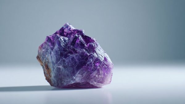 A raw, uncut amethyst crystal, representing potential and natural energy.