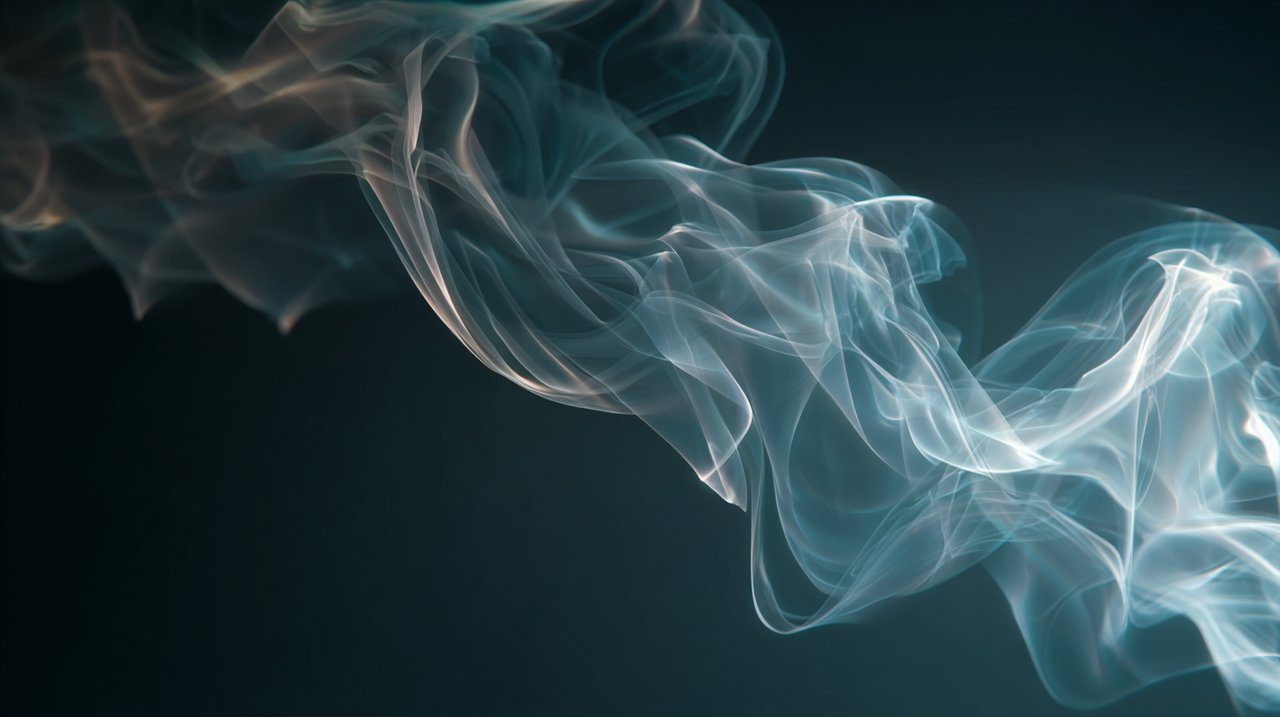 Wisps of incense smoke rising gracefully, symbolizing impermanence and spiritual connection.