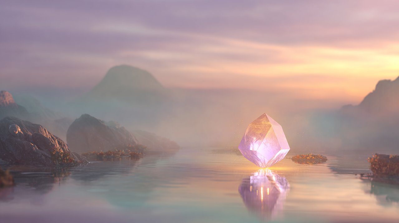 A serene, mystical landscape with two converging paths illuminated by a glowing, spiritual compass, symbolizing soulful decision-making and inner guidance.