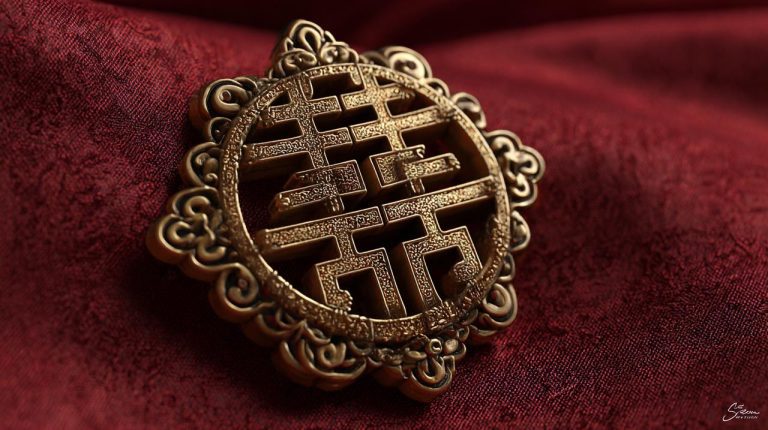 A golden Double Happiness symbol ornament.
