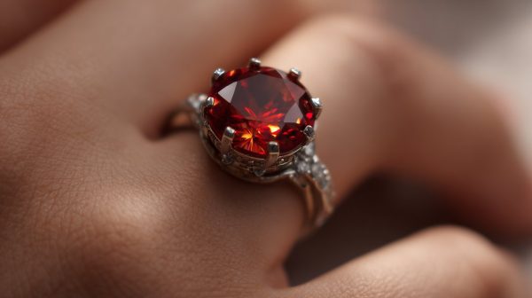 A beautiful citrine ring on a hand.