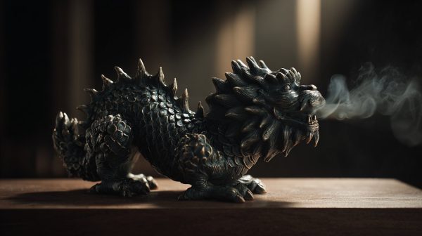 Un quemador de incienso de dragón exquisitamente elaborado.