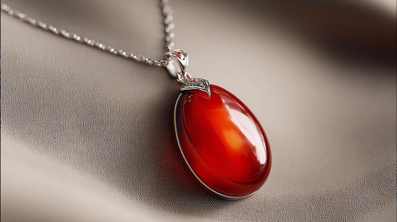 Un colgante de ágata roja con el símbolo del Ojo Turco.