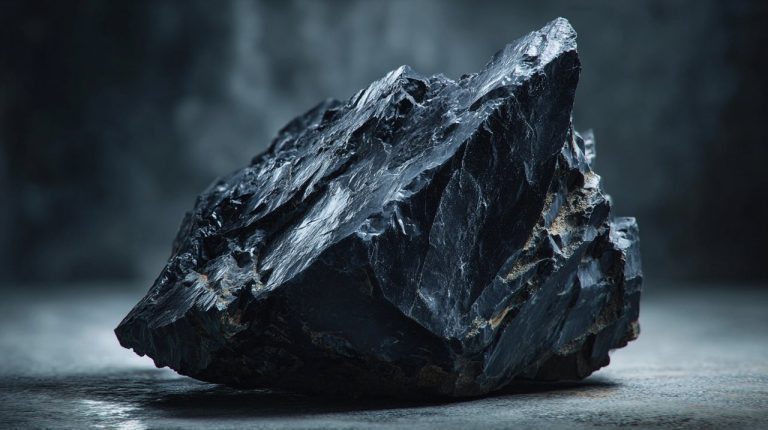 Raw black obsidian crystal, associated with protection in Feng Shui.