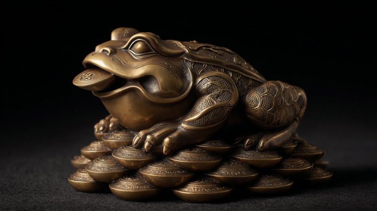A detailed Money Frog (Chan Chu) figurine, a Feng Shui symbol for wealth.