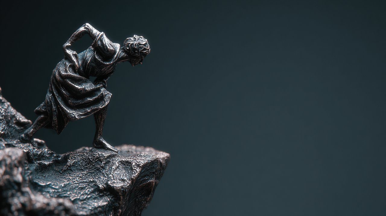 Una estatuilla que simboliza la vacilación y el estancamiento.