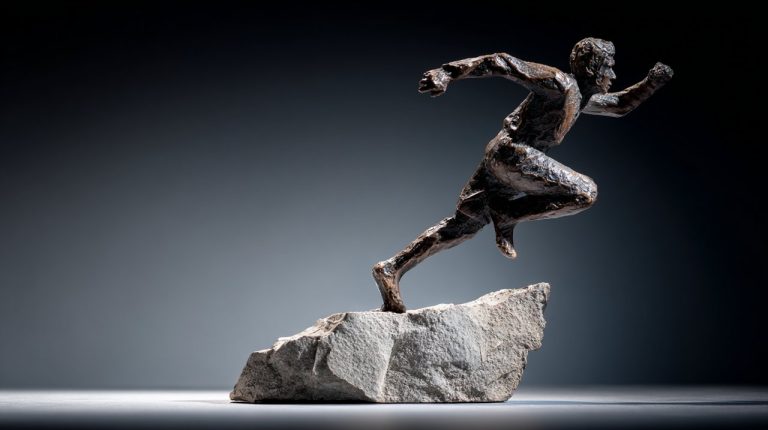 A figurine symbolizing new beginnings and courageous leaps.