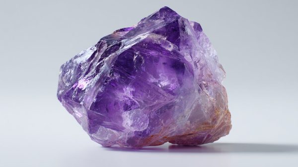 A raw, uncut amethyst crystal, symbolizing clarity and natural power.