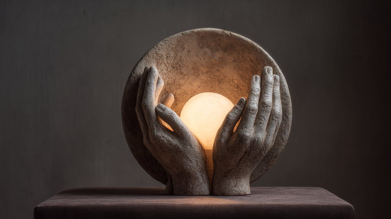 Una delicada escultura que representa el dejar ir y la paz interior.