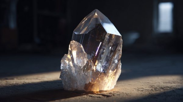 A raw, uncut crystal radiating subtle energy.