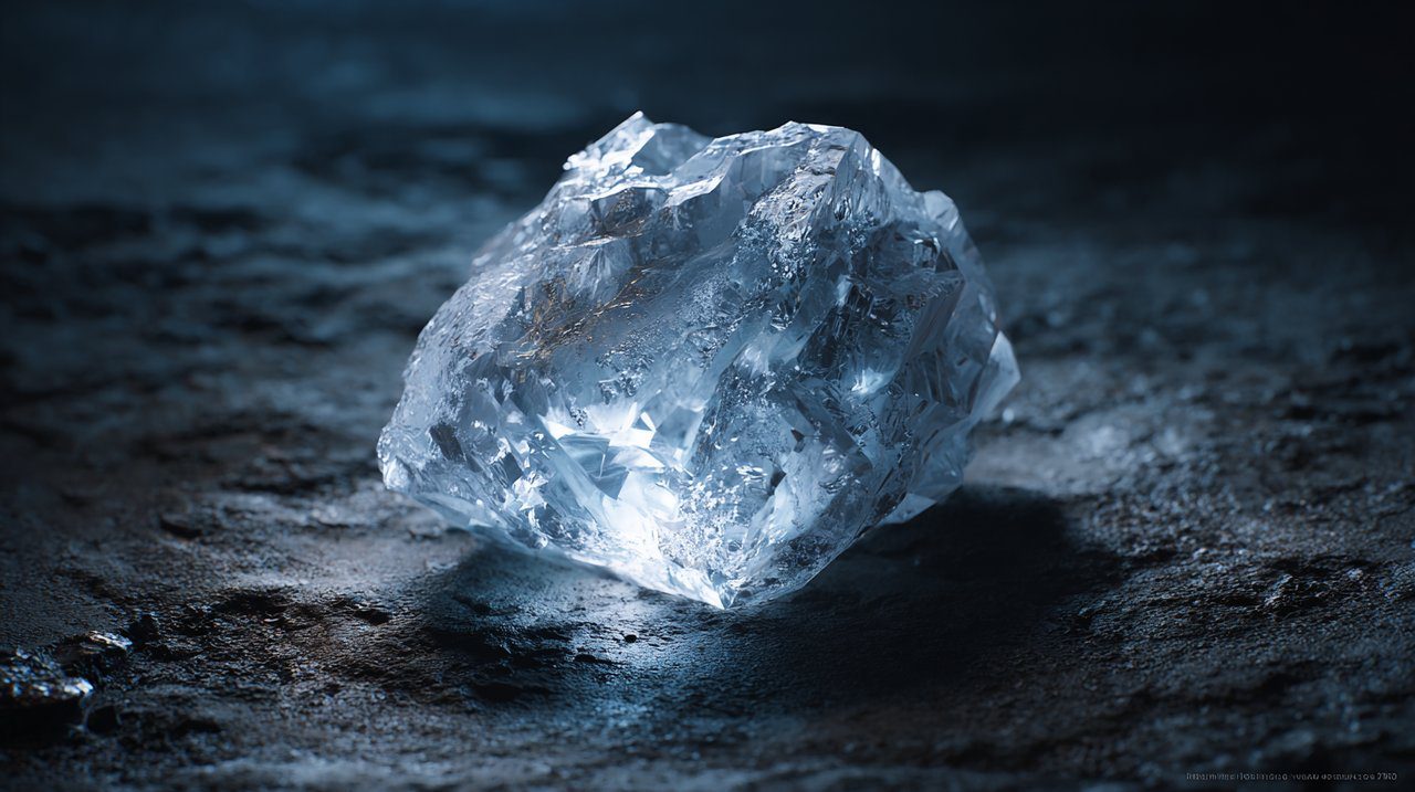 Un cristal crudo y sin cortar que simboliza el potencial interior y la claridad.