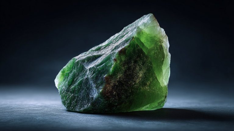 Raw, unpolished jade stone with natural green hues.
