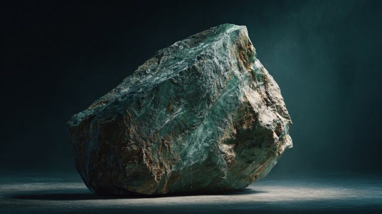A raw, uncut piece of jade stone.