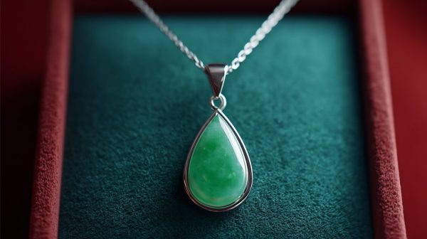 Un elegante collar con colgante de jade.