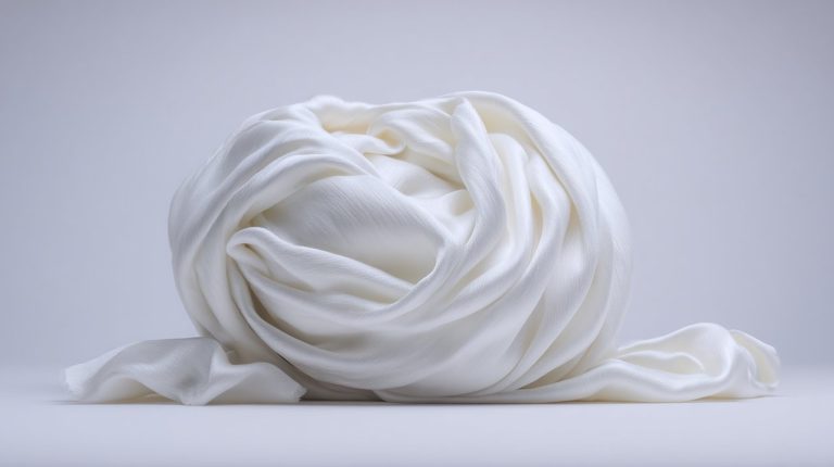 Pristine white Tibetan khata scarf gracefully draped.
