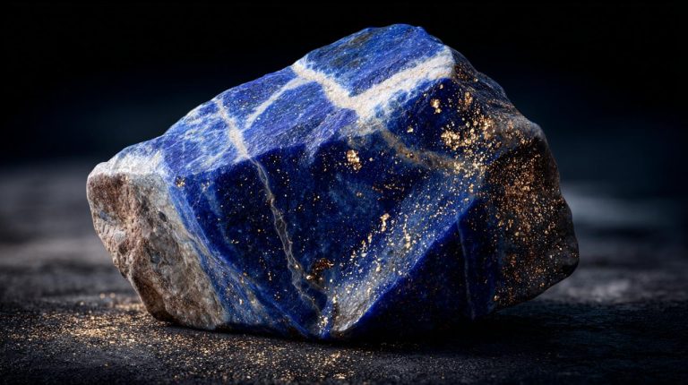 Raw Lapis Lazuli crystal showing blue, white, and gold flecks.