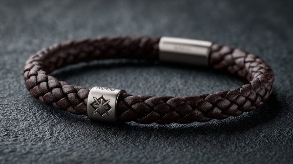 Pulsera de cuero personalizada para hombre con un símbolo grabado.