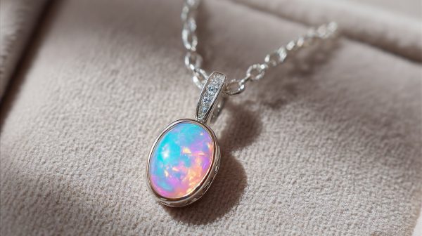 Un elegante collar con colgante de Ópalo.
