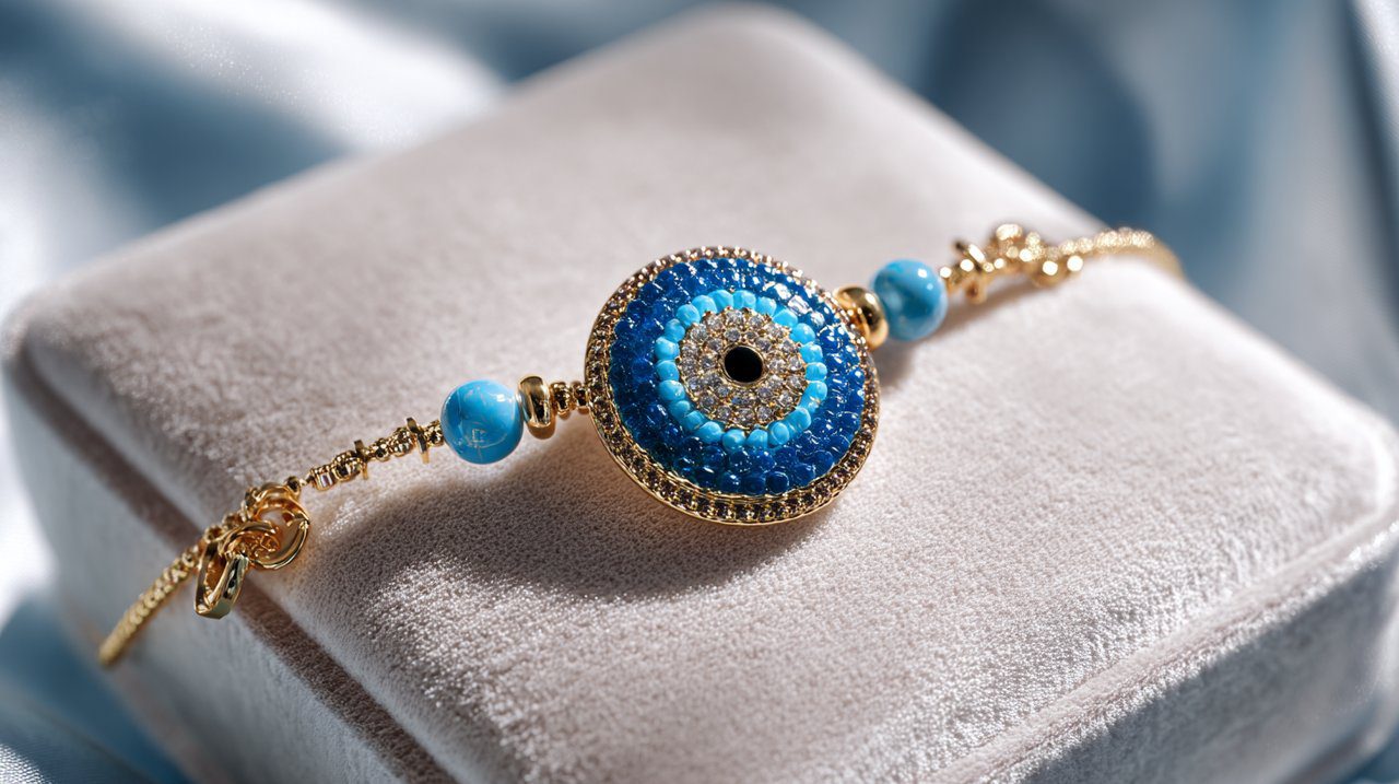 Uma impressionante pulseira do olho grego azul