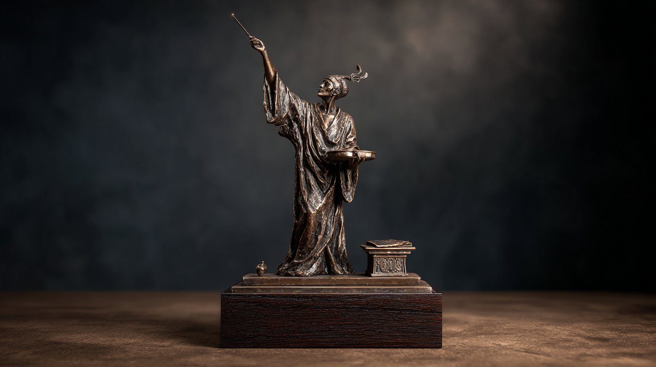 A detailed statuette of The Magician Tarot card.