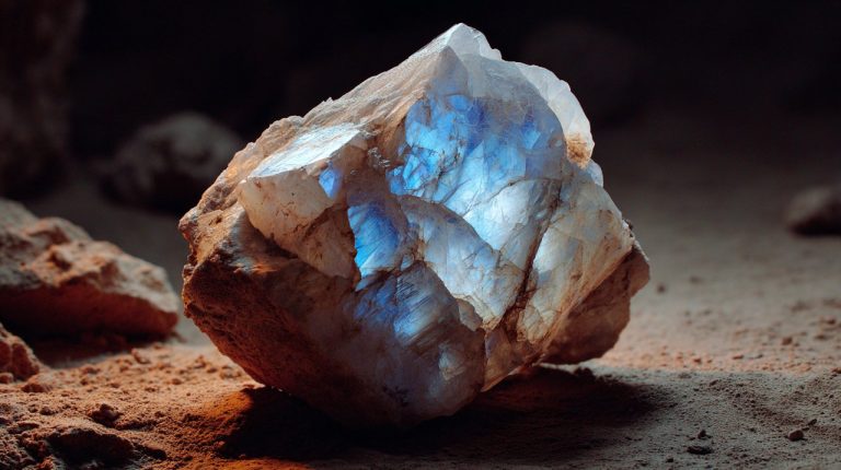 Raw moonstone crystal with natural glow